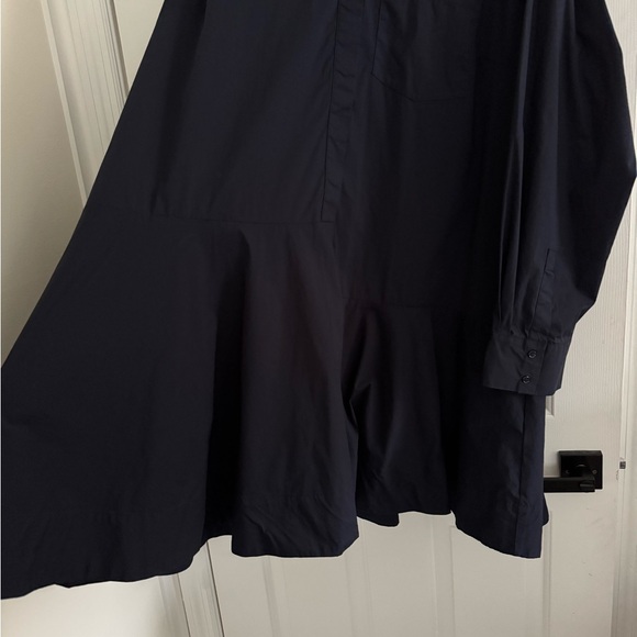 English Factory Collar Flare Skirt Dress Navy Blue Long Sleeve Dress 2X - Picture 6 of 12